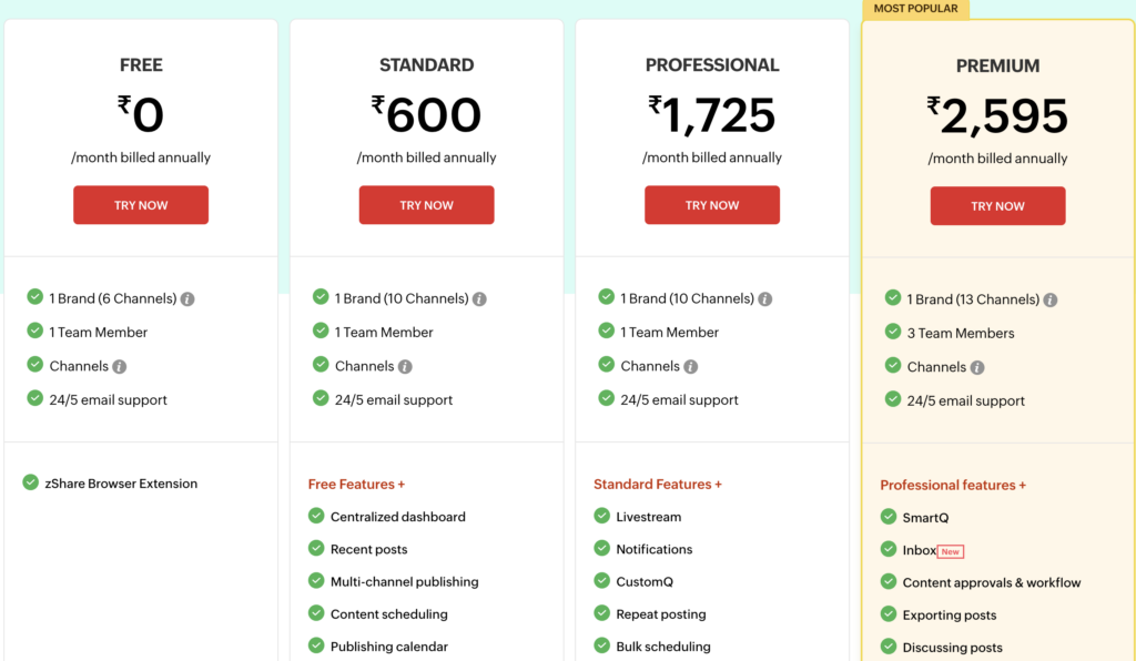 zoho social pricing